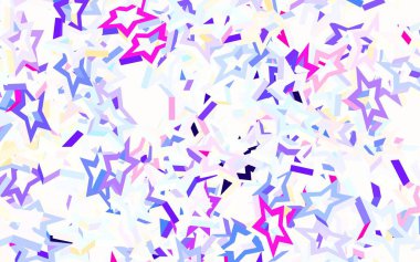 Açık mavi, parlak yıldızlı sarı vektör düzeni. Yıldızlı modern geometrik soyut çizim. Fütürist reklamlar ve kitapçıklar için şablon.