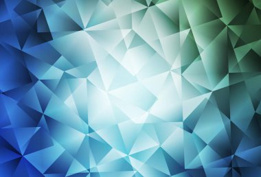 Açık mavi, yeşil vektör poligonal arka plan. Tamamen yeni bir renk illüstrasyon poligonal bir tarzda. Tasarımınız için üçgen desen.