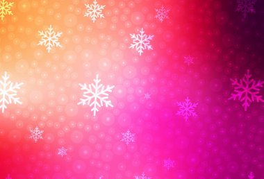 Açık Pembe, Xmas tarzında sarı vektör arkaplanı. Xmas stili dizayn, Xmas topları, kar taneleri. Okul ve dil bilgisi siteleri için desen.