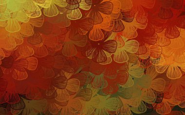 Koyu turuncu vektör şekilli ağaçlar, dallar. Çiçeklerle karalama tarzında renkli çizimler. İşiniz için yeni tasarım.