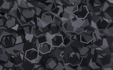 Altıgen şekilli koyu gri vektör düzeni. Altıgenli soyut bir tasarım. İniş sayfaları için desen.