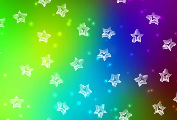 Dunkle Mehrfarbige Vektorschablone Mit Himmelssternen Sterne Auf Verschwommenem Abstrakten Hintergrund — Stockvektor