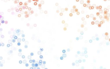 Açık mavi, küreli kırmızı vektör deseni. Soyut arka planda bulanık kabarcıklar ve renkli gradyan. Reklamlar, broşürler için desen.