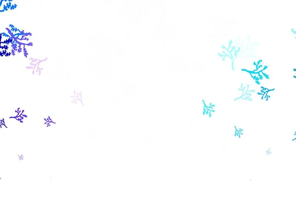 Ljusrosa Blå Vektor Klotter Mönster Med Sakura Helt Färgad Illustration — Stock vektor