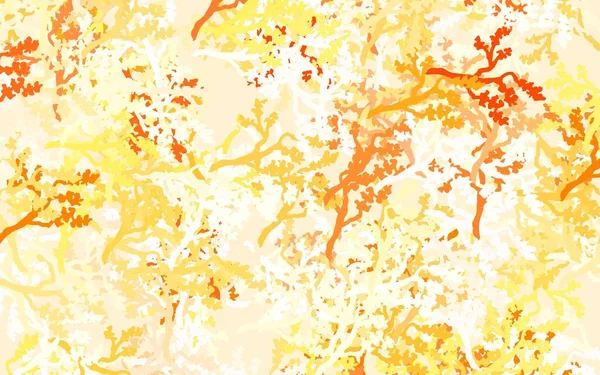 Light Orange Vector Doodle Background Leaves Branches Colorful Illustration Doodle — Stock Vector