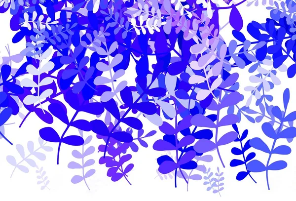 Açık Pembe, Mavi vektör karalama arkaplanı yapraklarla. Yapraklı modern geometrik soyut çizim. Web ve broşürler için elle boyanmış tasarım.