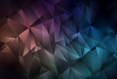 Lacivert, üçgenli kırmızı vektör arka planı. Üçgen şekilli ışıltılı soyut çizimler. Duvar kağıtları için zarif tasarım.