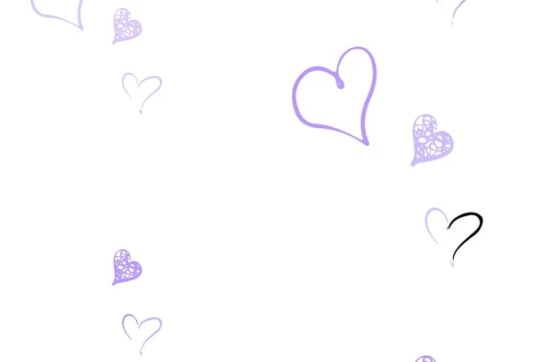 Light Purple Διάνυσμα Πρότυπο Καρδιές Doodle Διακοσμητικό Σχέδιο Καρδιές Απλό — Διανυσματικό Αρχείο