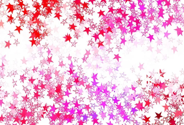 Rose Clair Fond Vectoriel Rouge Avec Petites Grandes Étoiles Illustration — Image vectorielle