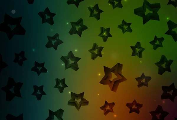 Verde Oscuro Fondo Vectorial Rojo Con Estrellas Pequeñas Grandes Ilustración — Vector de stock