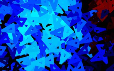 Koyu mavi, kırmızı vektör desenli ve çokgen. Soyut üçgenli dekoratif tasarım. Duvar kağıtları için zarif tasarım.