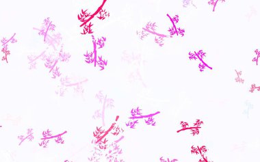 Açık mavi, dallı kırmızı vektör soyut deseni. Yaprakları ve dalları olan modern soyut illüstrasyon. Web siteleri ve pankartlar için desenli desen.