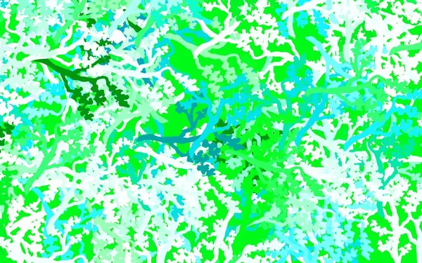 Синий Зеленый Вектор Элегантный Узор Листьями Ветвями Дудл Иллюстрация Листьев — стоковый вектор