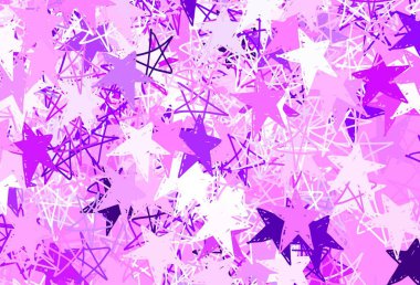 Açık Mor, güzel yıldızlı pembe vektör dokusu. Yıldızlı modern geometrik soyut çizim. Astroloji web siteleri için desen.