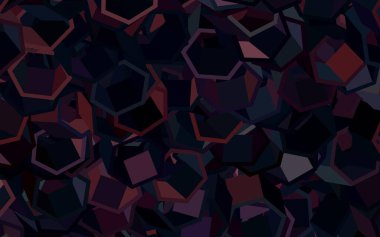 Altıgenli koyu pembe vektör arkaplanı. Renkli altıgenli bir resim seti. Web sitesi posterleri, afişler için tasarım.