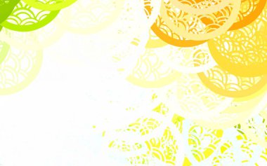 Açık mavi, parlak soyut daireli sarı vektör illüstrasyonu. Doğa tarzında bulanık halkaları olan güzel renkli çizimler. İş reklamları için akıllı tasarım.