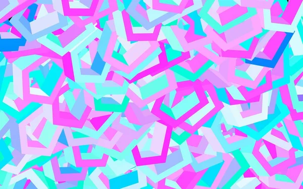 Light Pink Modré Vektorové Pozadí Sadou Šestiúhelníků Ilustrace Sadou Barevných — Stockový vektor