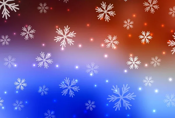Hellblaue Rote Vektortextur Mit Farbigen Schneeflocken Sternen Bunte Dekoration Weihnachtlichen — Stockvektor