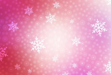 Yeni yıl tarzında açık pembe vektör düzeni. Yeni yıl baloları ve karlı renkli çizimler. Okul ve dil bilgisi siteleri için desen.