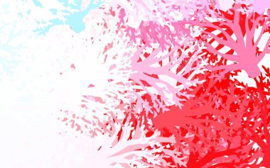 Açık mavi, kırmızı vektör soyut dizayn yapraklı, dallı. Yapraklar ve dallarla karalama tarzında renkli çizimler. Tasarımınız için yeni şablon.