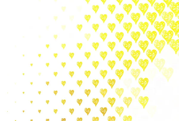 輝く心を持つ明るい黄色のベクトル背景 シンプルなスタイルで心を持つ装飾的なデザイン 記念日の広告のデザイン — ストックベクタ