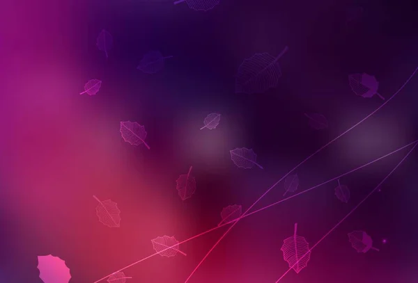 Tmavý Růžový Vektor Elegantní Vzor Stromy Větvemi Doodle Ilustrace Květin — Stockový vektor