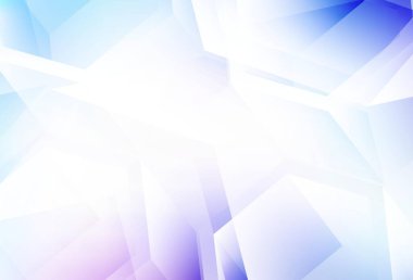 Açık Pembe, kristalleri ve kareleri olan mavi vektör şablonu. Renkli çizgileri olan soyut çizimler, küpler. Kartvizitiniz için modern tasarım.