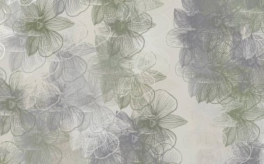 Çiçekli açık gri vektör deseni. Çiçeklerle süslenmiş soyut çizimler. Ağ ve ambalaj için elle boyanmış tasarım.