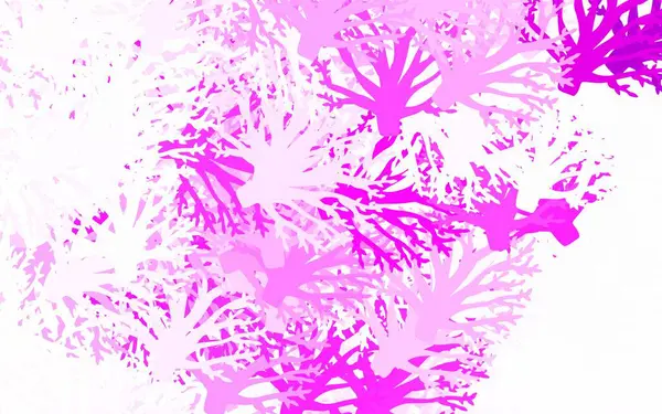 Luz Roxo Pink Layout Vetor Doodle Com Folhas Ramos Rabiscos —  Vetores de Stock