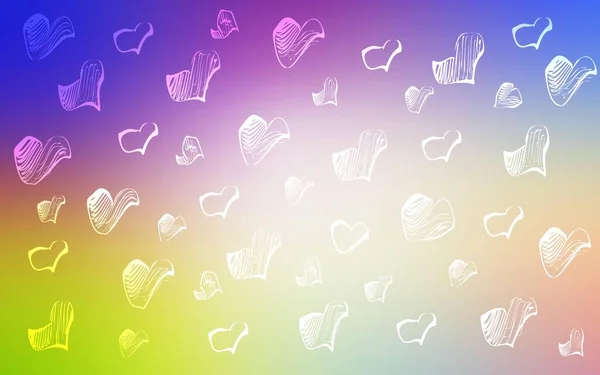 Světlé Vícebarevné Vektorové Pozadí Srdcem Krásná Barevná Ilustrace Srdcem Stylu — Stockový vektor