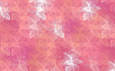 Açık pembe vektör çiçekli doğal sanat eseri. Çiçekli zarif, parlak bir illüstrasyon. Tasarımınız için yeni şablon.