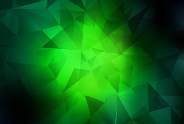 Vettore Verde Scuro Brillante Disposizione Triangolare Elegante Illustrazione Poligonale Luminosa — Vettoriale Stock