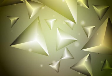 Koyu yeşil vektör şablonu, kristaller, üçgenler. Üçgenli soyut gradyan çizimi. İşiniz için en iyi akıllı tasarım.