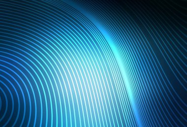 Eğri çizgileri olan koyu mavi vektör şablonu. Soyut ve gradyan renkte renkli çizimler. İş tasarımınız için şablon.