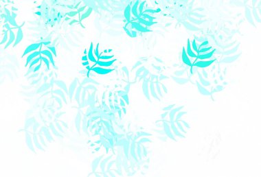 Açık yeşil vektör yapraklı doğal sanat eseri. Yaprakları karalama tarzında renkli ve soyut çizimler. Ağ ve ambalaj için elle boyanmış tasarım.