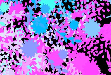 Açık pembe, Memphis şekilli mavi vektör arkaplan. Modern tarzda değişen renkli kaotik formlar. İşiniz için en iyi akıllı tasarım.