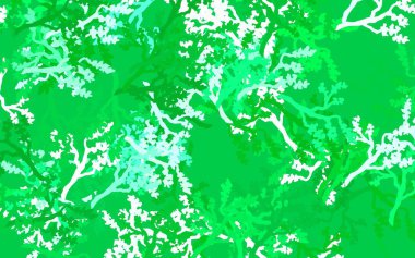 Açık yeşil, sarı vektör karalama düzeni yapraklar, dallar. Yaprakları ve dalları olan zarif, parlak bir illüstrasyon. Web ve broşürler için elle boyanmış tasarım.