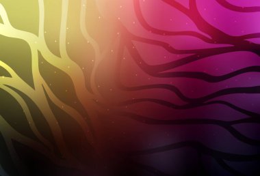 Koyu pembe, kıvrımlı sarı vektör dokusu. Yaratıcı illüstrasyon, yarım tonlu ve eğimli. Posterler ve afişler için iş tasarımı.