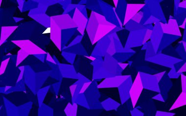 Koyu mor, pembe üçgenli vektör arkaplan. Renkli üçgenlerin olduğu bir resim. Kartvizitiniz için modern tasarım.