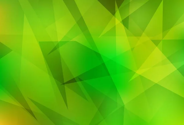 Verde Claro Fondo Vector Amarillo Con Triángulos Gradiente Abstracto Ilustración — Vector de stock