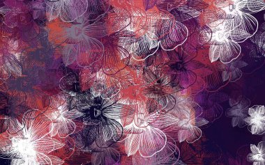 Açık pembe, çiçekli sarı vektör şablonu. Çiçekli yepyeni renkli bir illüstrasyon. İşiniz için en iyi tasarım..