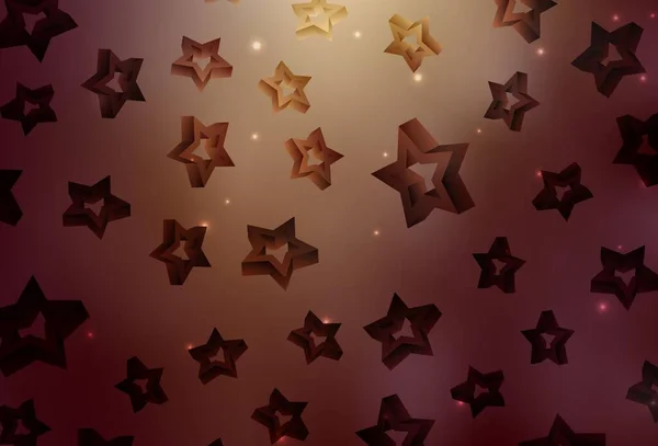 Rouge Clair Fond Vectoriel Jaune Avec Des Étoiles Colorées Illustration — Image vectorielle
