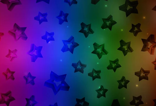 Fundo Vetor Multicolor Escuro Com Estrelas Pequenas Grandes Estrelas Fundo — Vetor de Stock