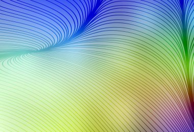 Eğri çizgileri olan ışık çokrenkli vektör şablonu. Eğri şekilli yepyeni renkli bir tasvir. İş tasarımınız için şablon.
