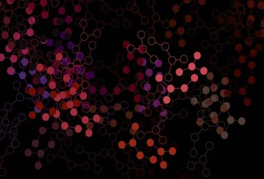 Koyu pembe, yapay zeka ağlı kırmızı vektör deseni. Renkli yapay zeka yapısı, eğimli çizgiler ve noktalar. Bilim için desen, geleceksel tasarımlar..