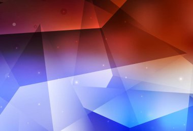 Açık mavi, üçgenli kırmızı vektör arkaplan. Soyut üçgenli dekoratif tasarım. İniş sayfası için modern şablon.