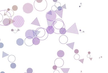 Açık mavi, üçgenli kırmızı vektör arkaplan, daireler. Çemberler ve üçgenlerle soyut gradyan çizimi. İniş sayfası için modern şablon.