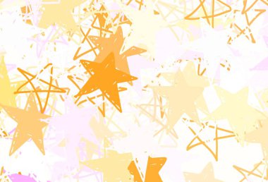 Açık Pembe, parlak yıldızlı sarı vektör düzeni. Yıldızlı parlak renkli illüstrasyon. Astroloji web siteleri için desen.