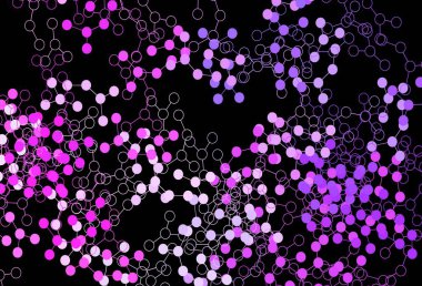 Koyu Mor, Pembe vektör arkaplan ve yapay zeka verileri. Soyut şablondaki yapay zeka şekilleriyle parlayan illüstrasyon. Teklif verilerinin tanıtımı için akıllı tasarım.