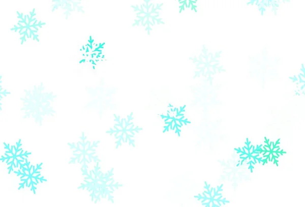 Fond Vectoriel Vert Clair Avec Beaux Flocons Neige Étoiles Flocons — Image vectorielle